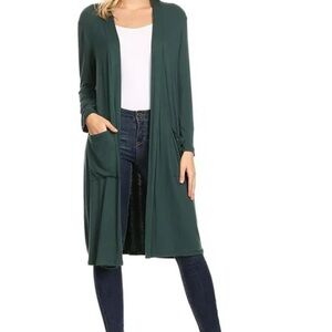 Zenana Outfitters Green Long Cardigan Sweater